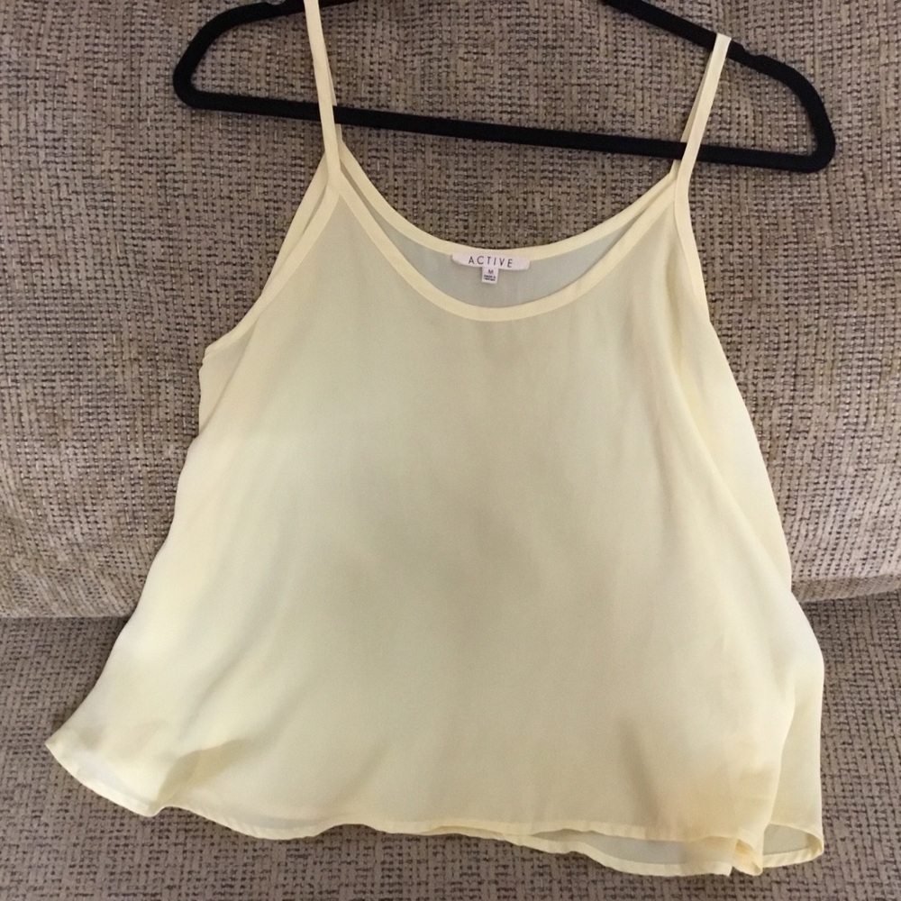 ACTIVE Yellow Spaghetti Strap Tank Top Blouse